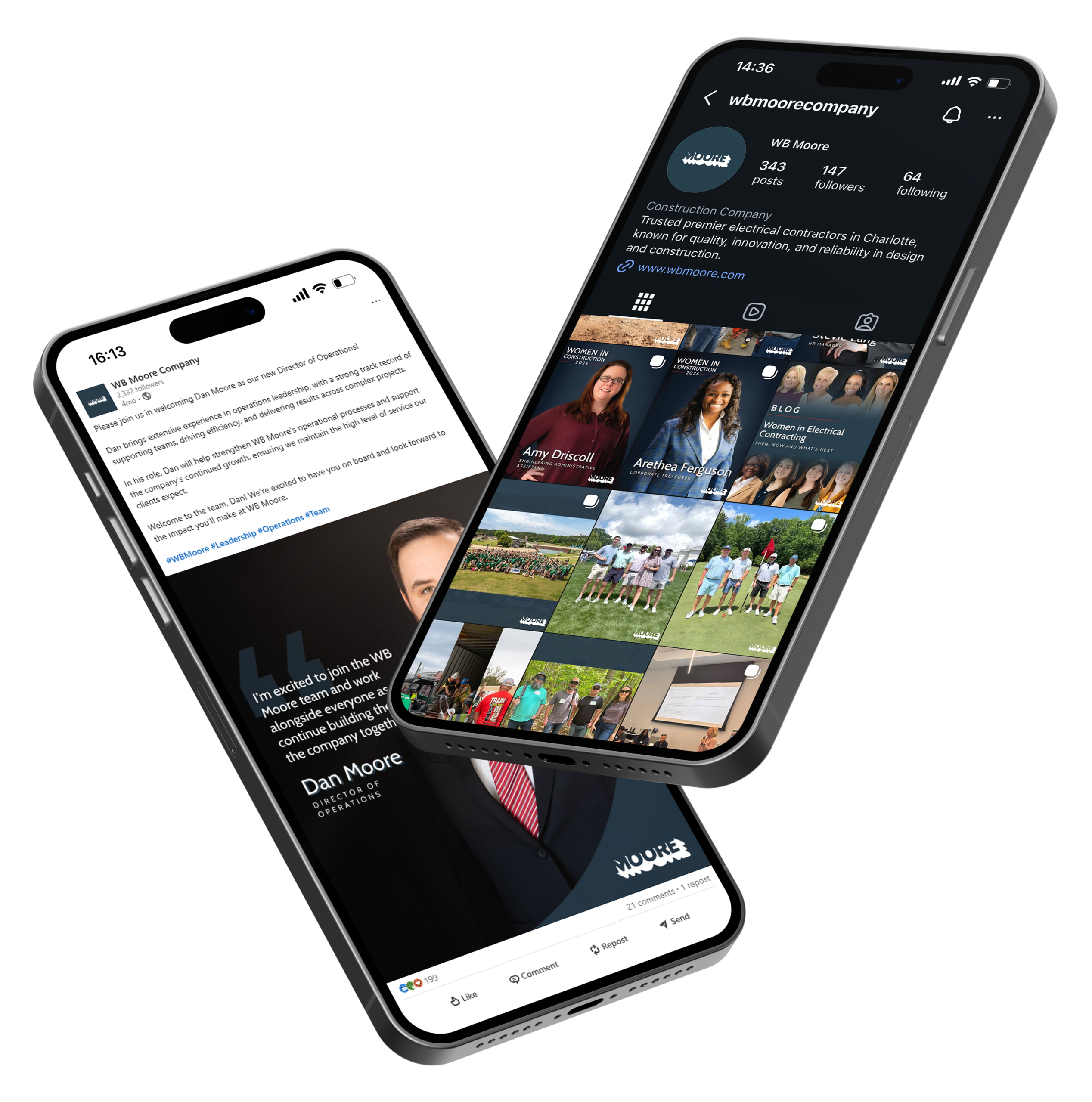 An IPhone MockUp of LinkedIn and Instagram Posts